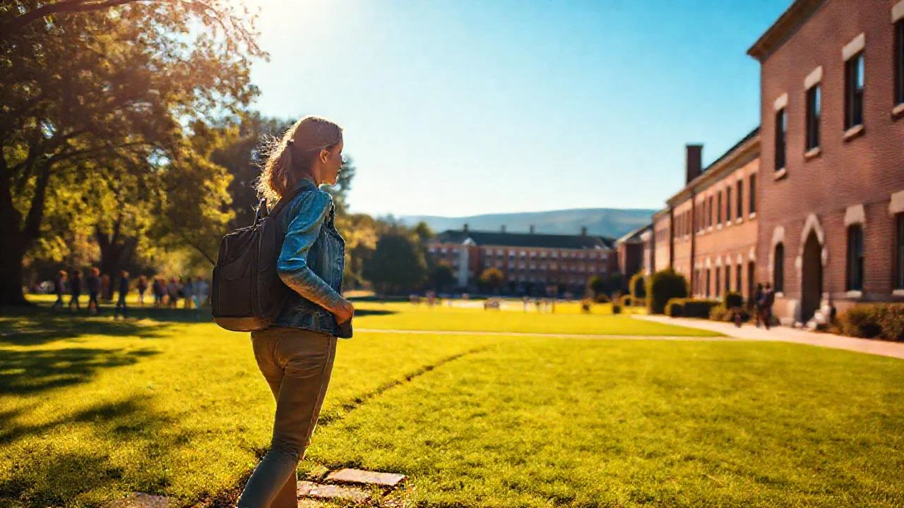 Universidad serena bajo luz cálida