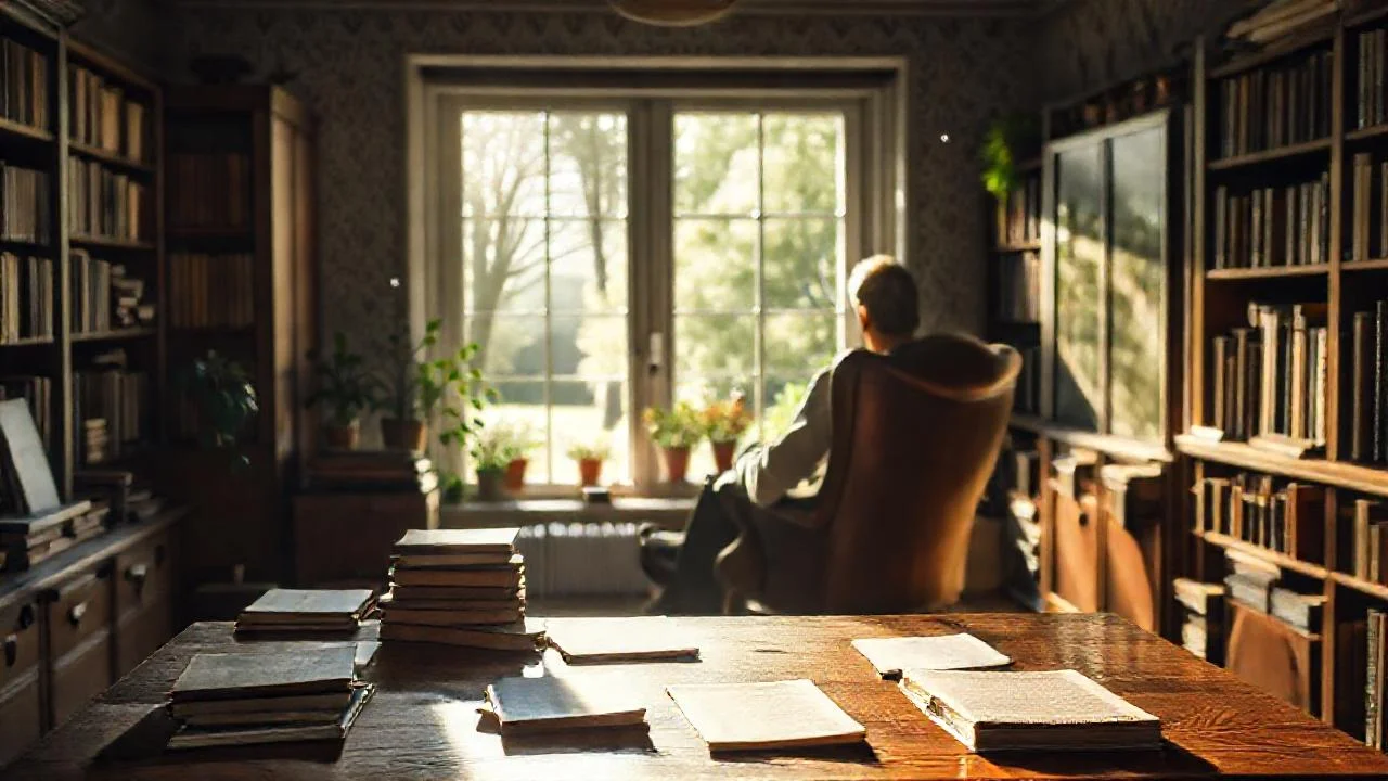 Un estudio tranquilo, iluminado y acogedor