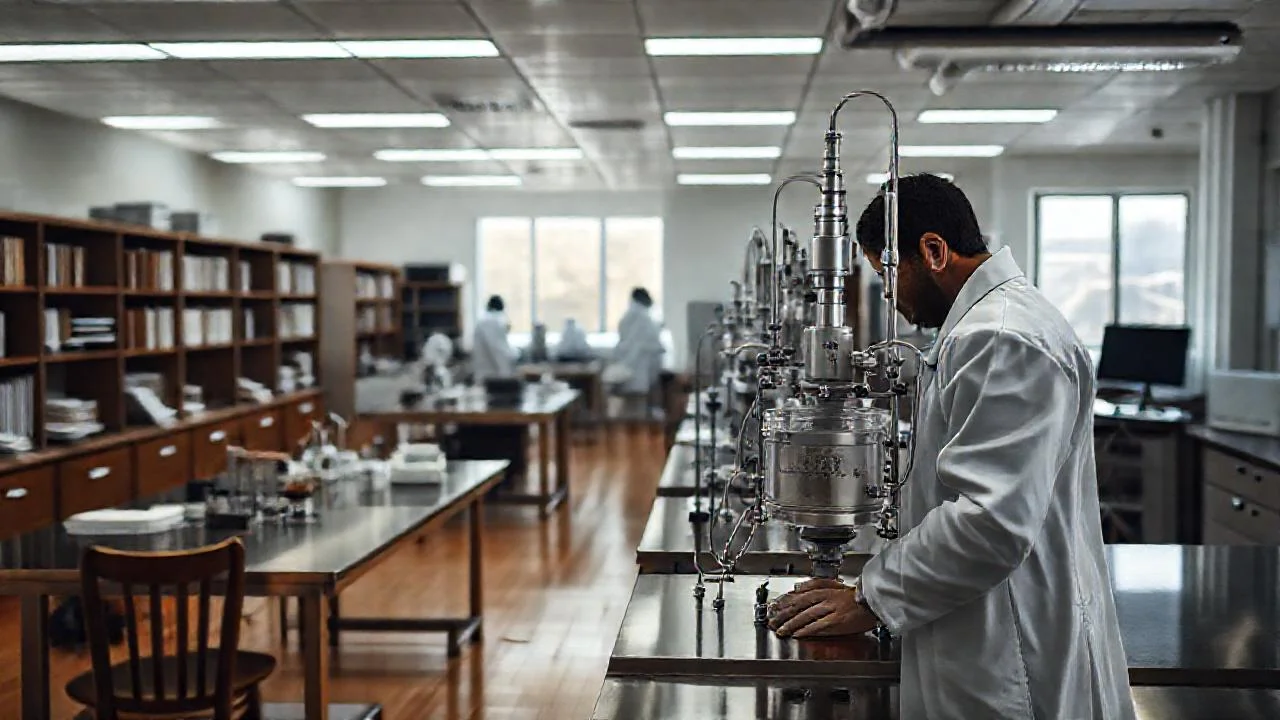 Laboratorio científico: concentración, orden y luz