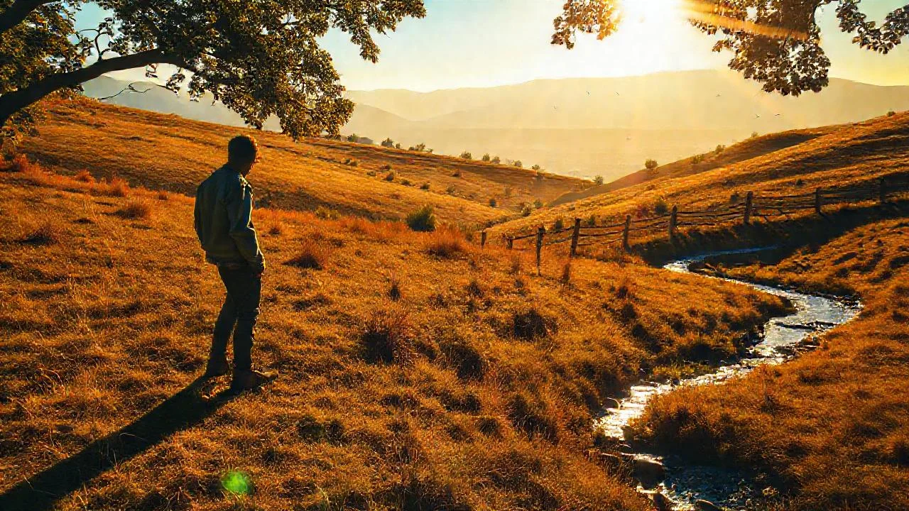 Solitario en un paisaje sereno