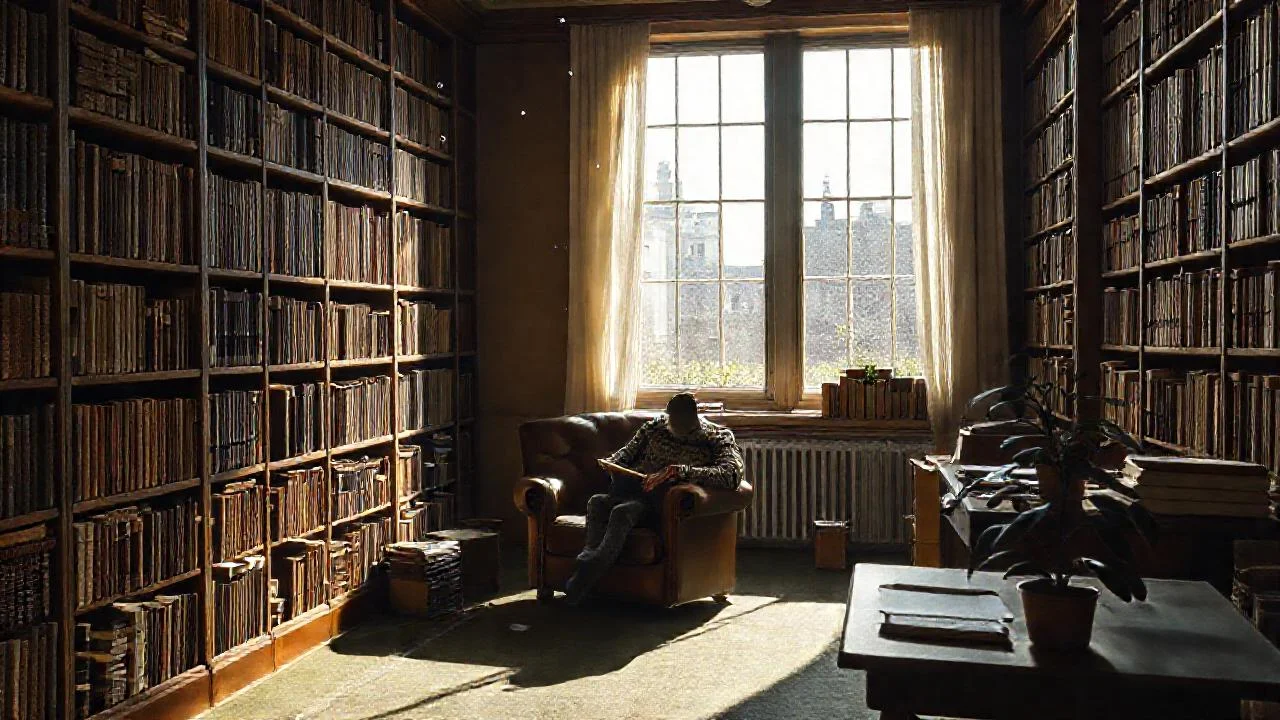 Un lector silencioso en la biblioteca