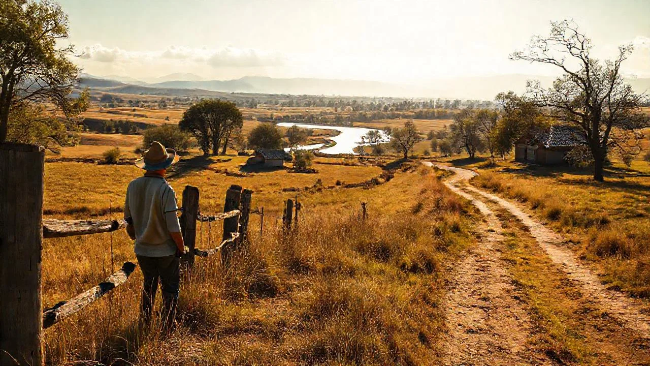 Un paisaje sereno se extiende al sol