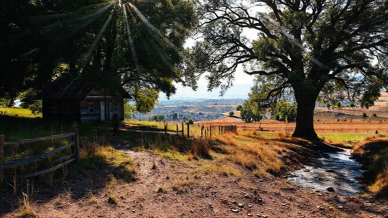 Tranquilidad rural bajo luz suave