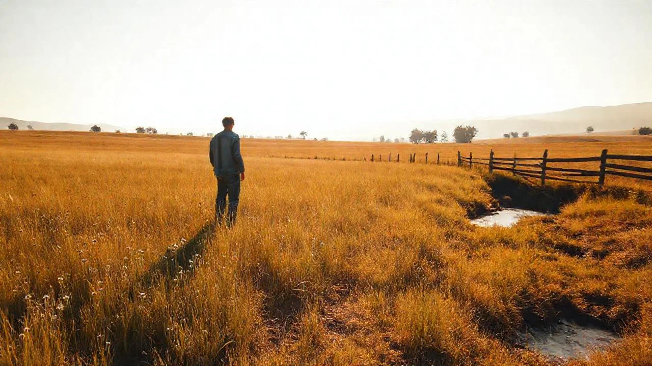 Un solitario figura en campo dorado