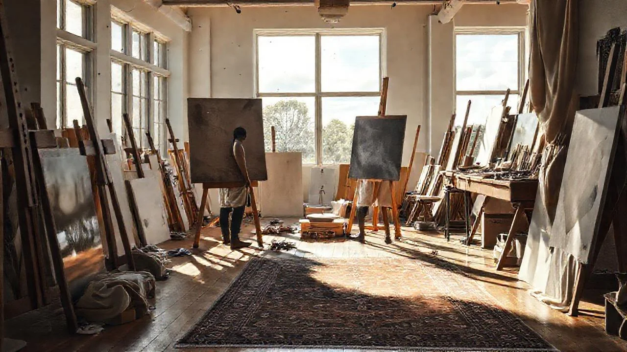 Un artista crea en un estudio