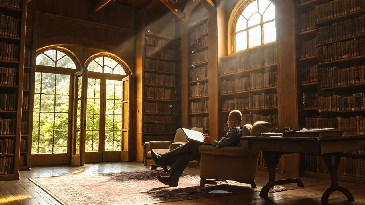 Biblioteca antigua, tranquila y llena de historia
