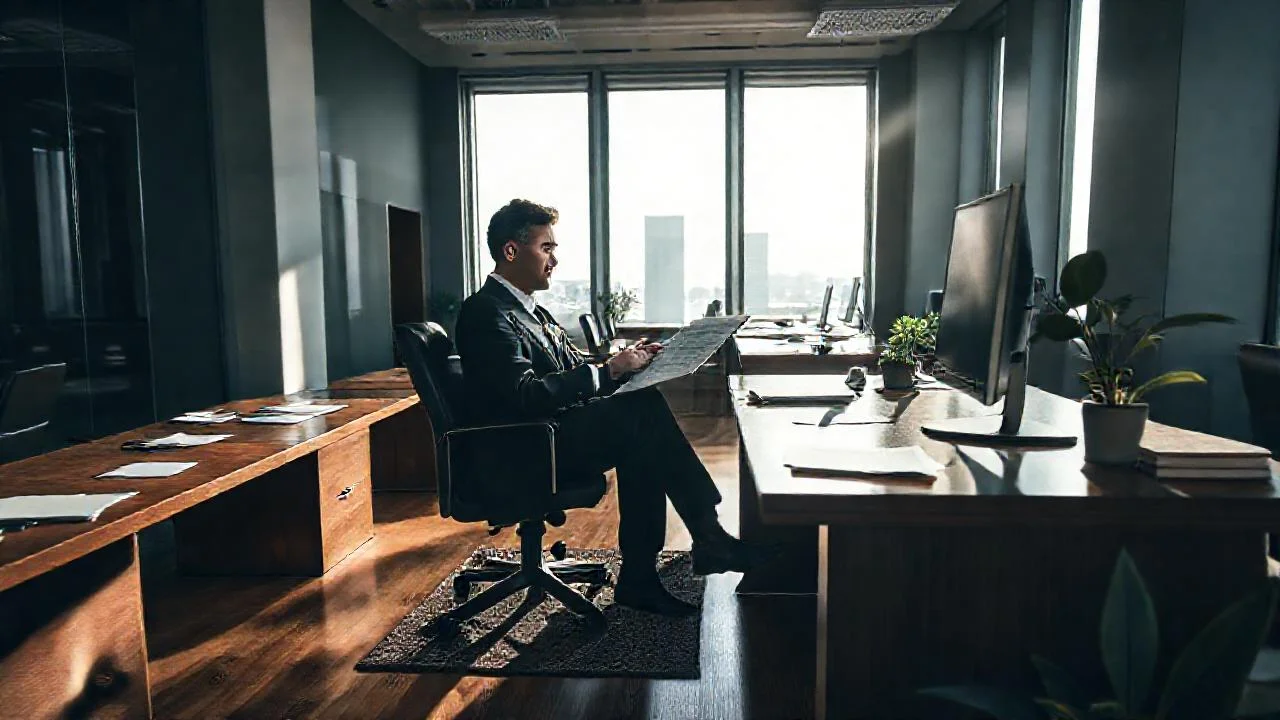 Oficina moderna, seriedad profesional y documentos legales