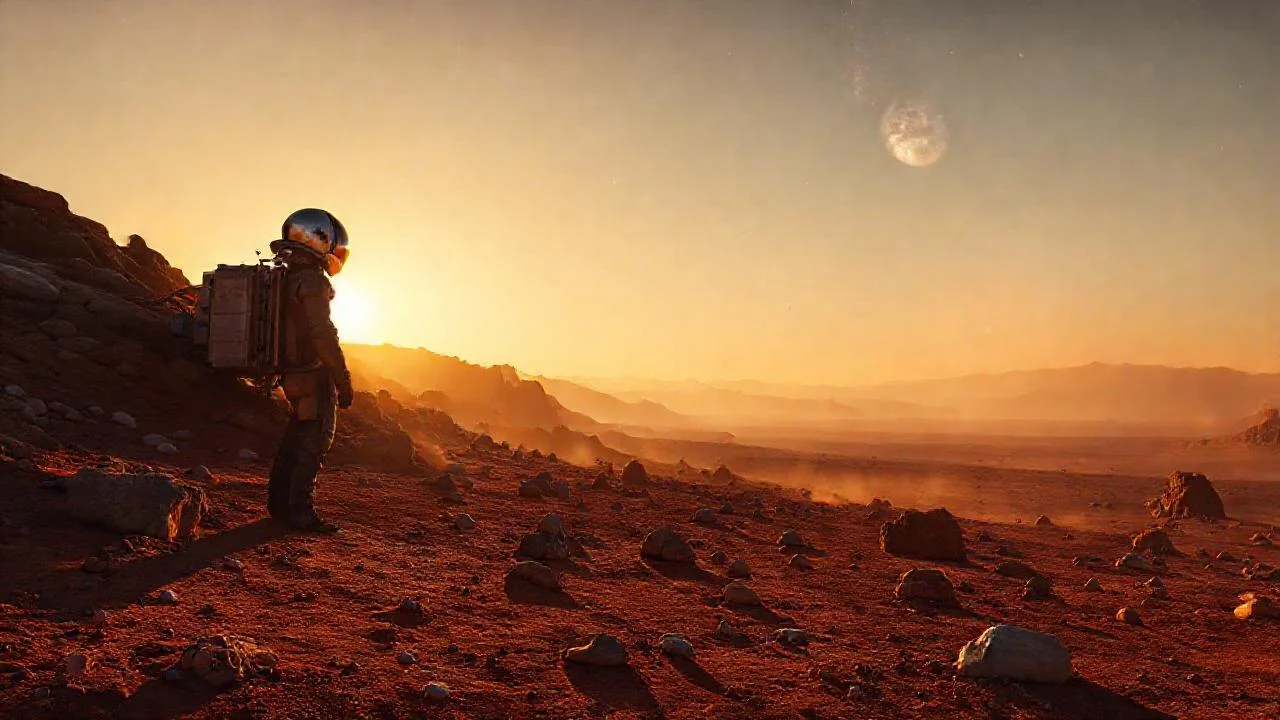 Un solitario explorador contempla el cosmos distante