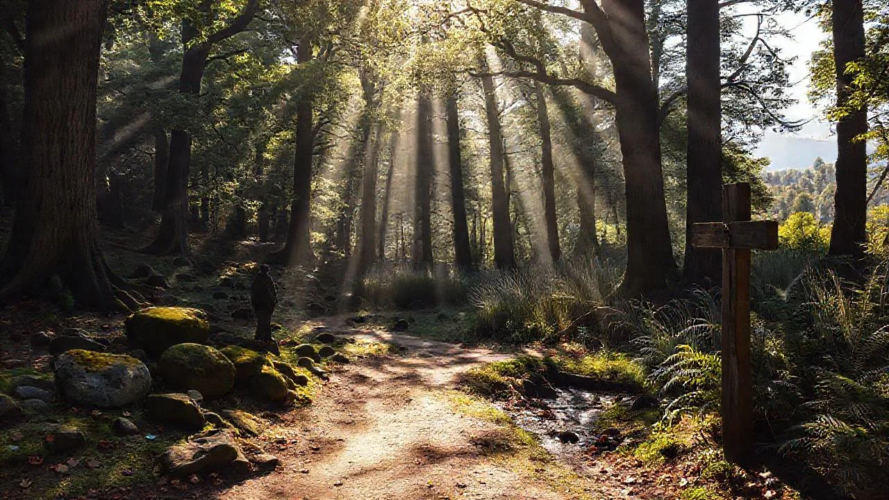 Bosque silencioso, luz y sombra