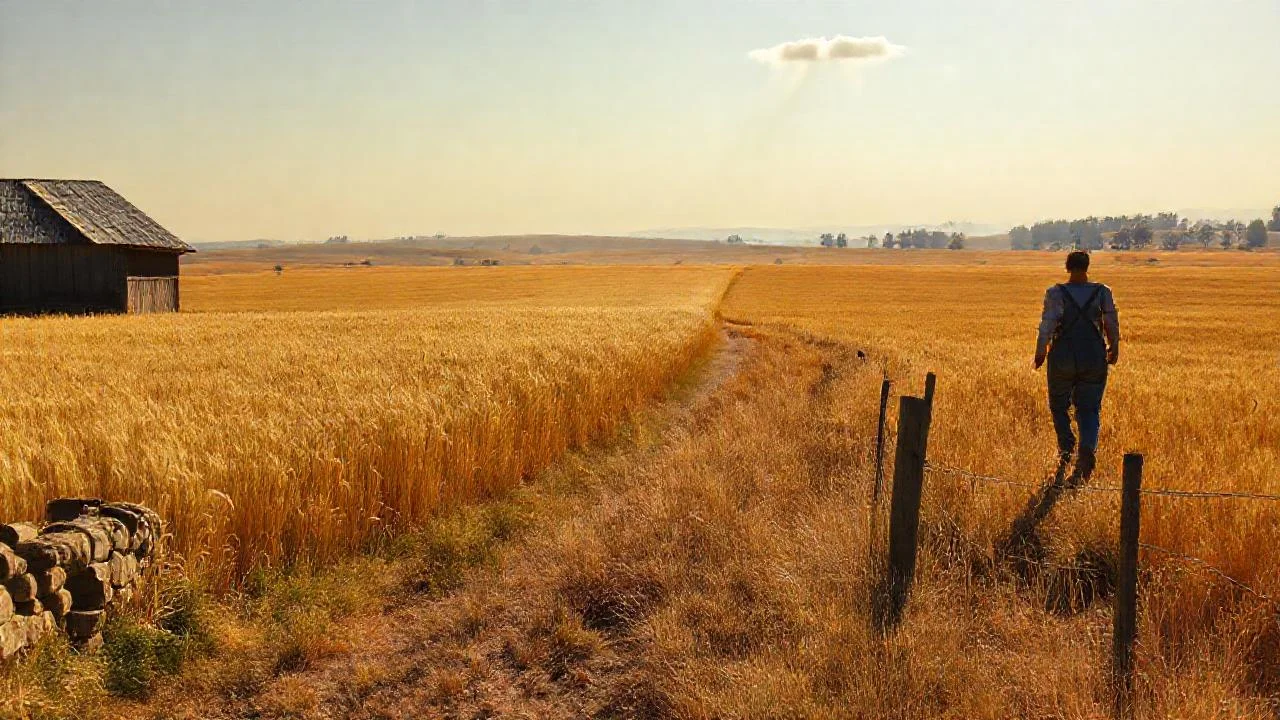 Campo dorado se extiende en calma