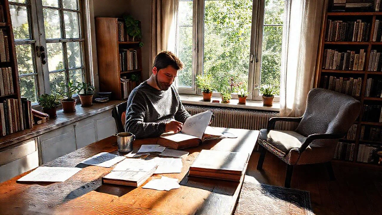Un estudio tranquilo se ilumina con luz