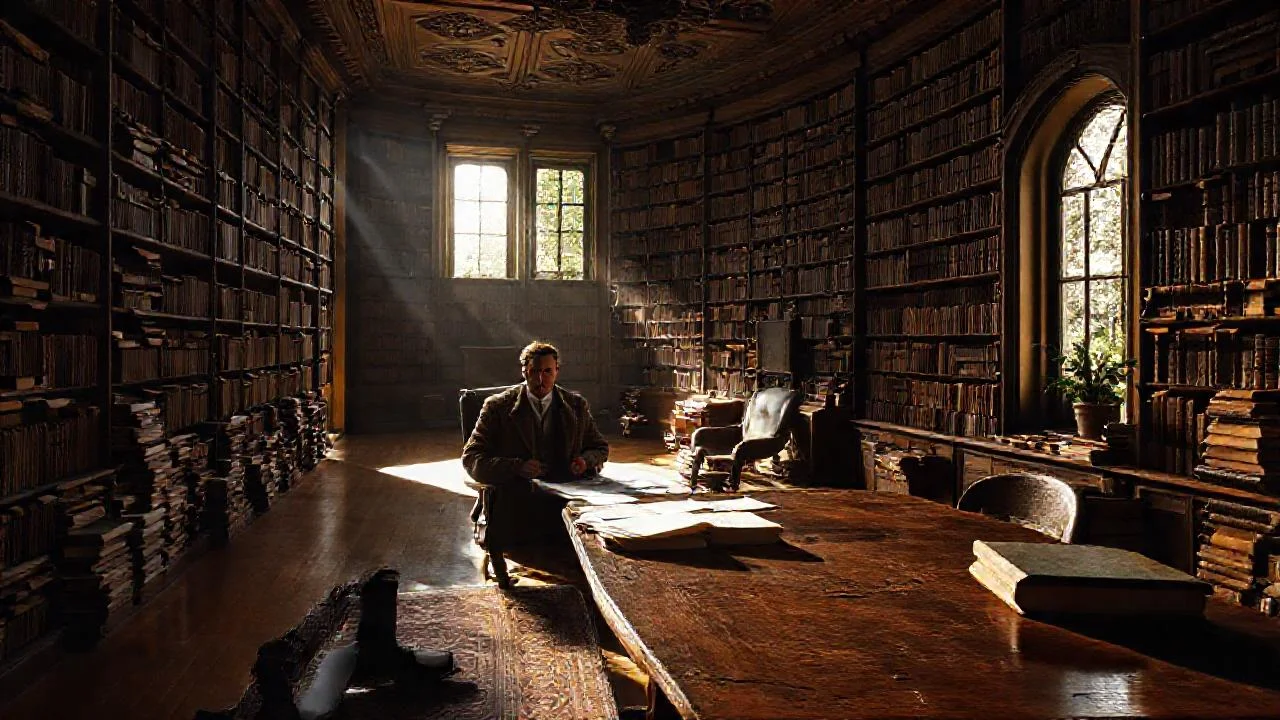 Biblioteca serena, estudio intelectual y calma
