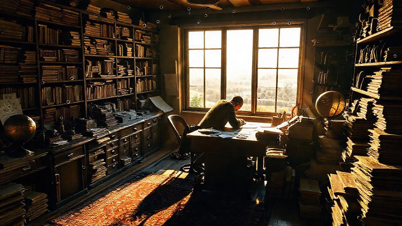 Un erudito contempla un estudio antiguo