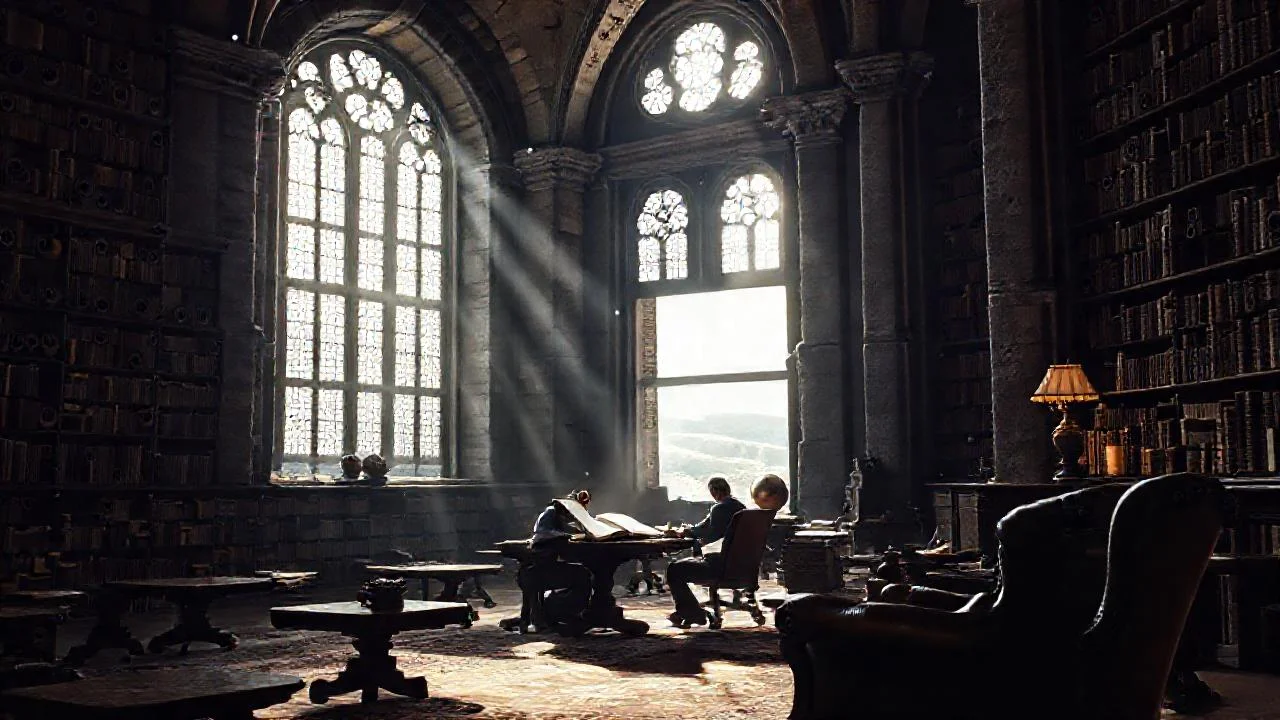 Librería antigua, luz y soledad