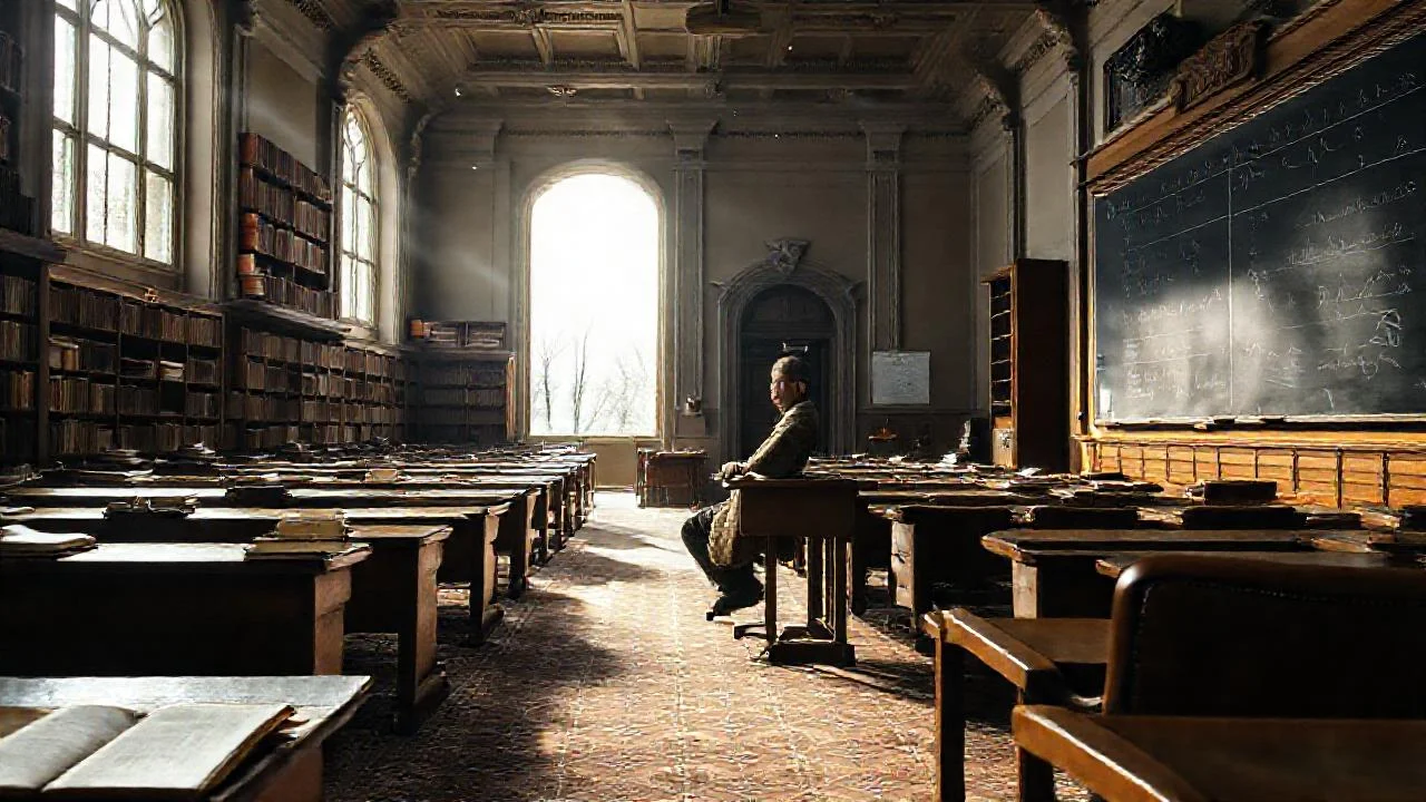 Un aula académica, serena y detallada