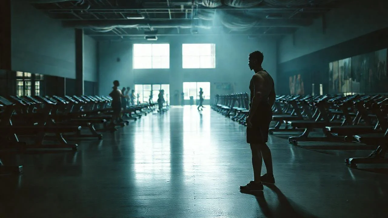 Gimnasio austero, fuerza silenciosa y amplitud