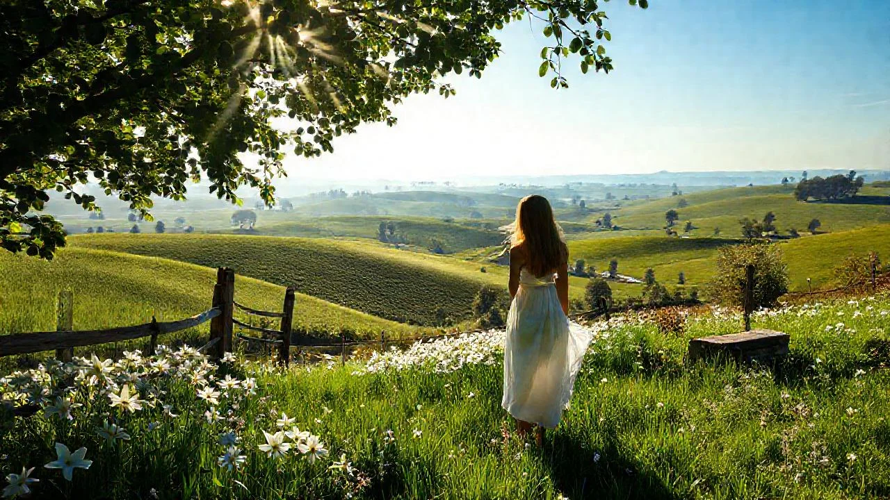 Mujer contempla paz en la naturaleza