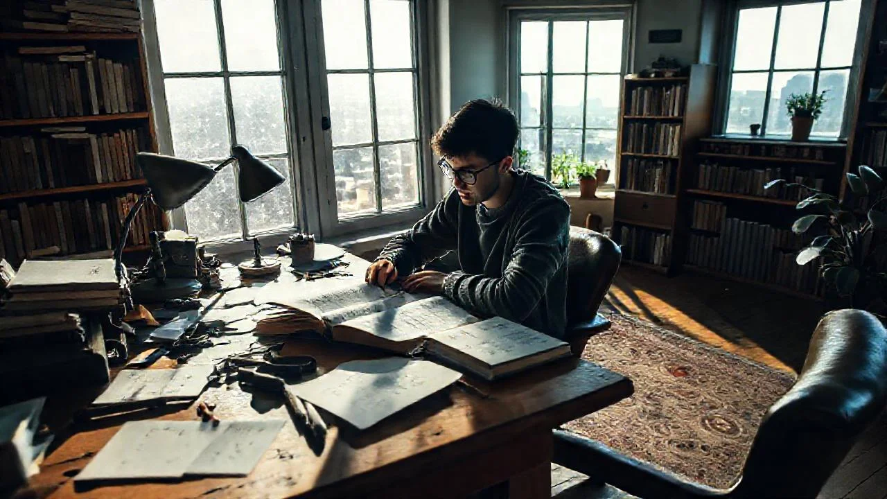 Un joven estudia en un espacio tranquilo