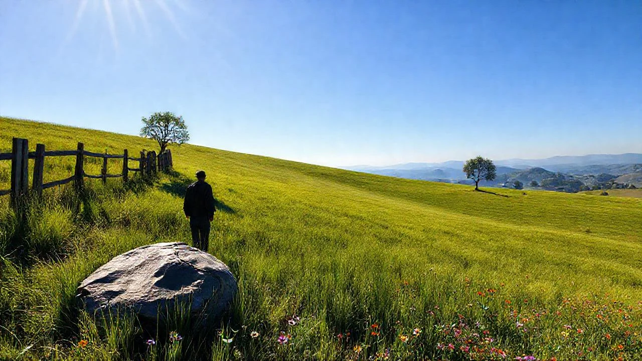 Campo extenso y tranquilo bajo cielo