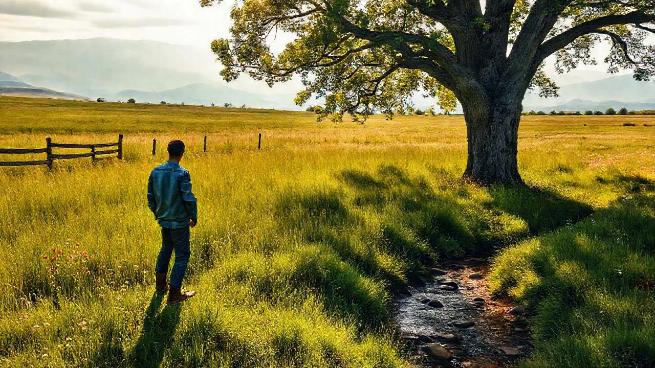 Campo tranquilo, luz y soledad