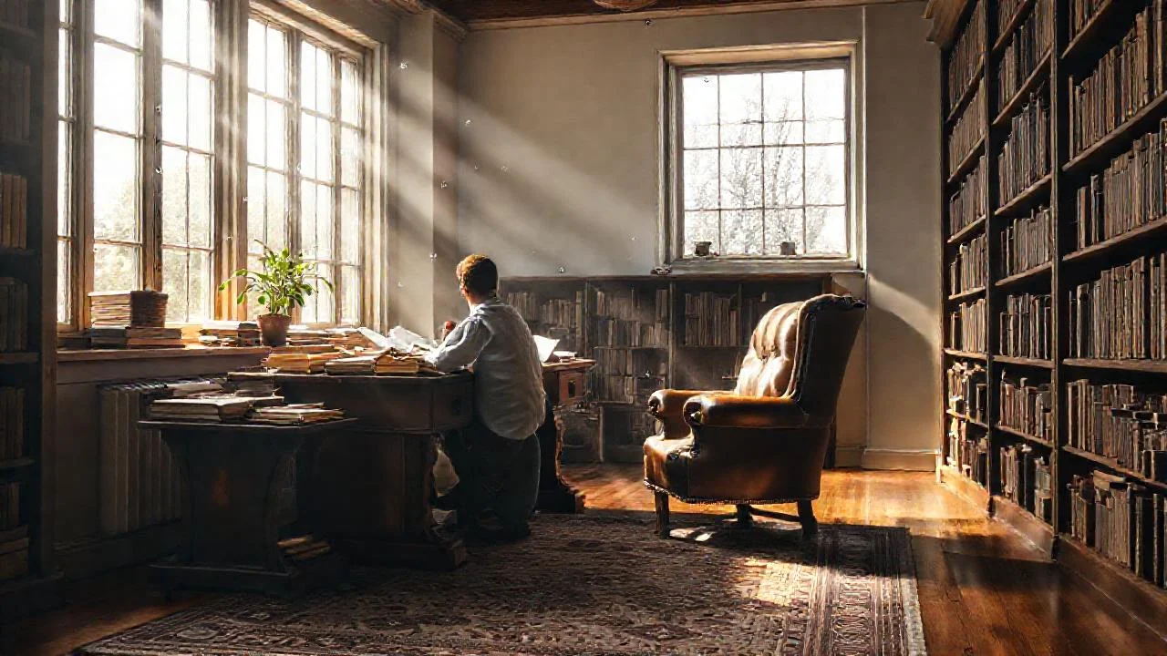 Un estudio tranquilo y lleno de libros