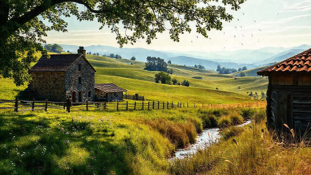Un tranquilo paisaje rural y sereno