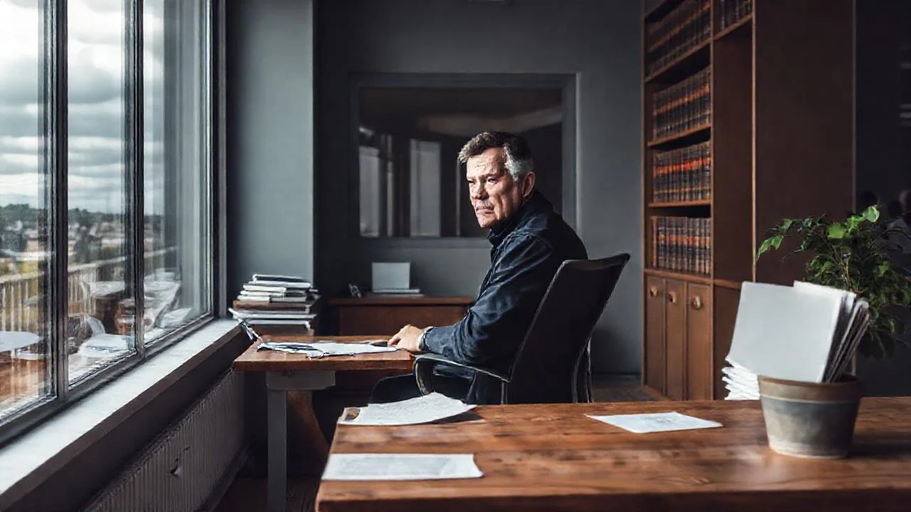 Un escritorio tranquilo en oficina gris