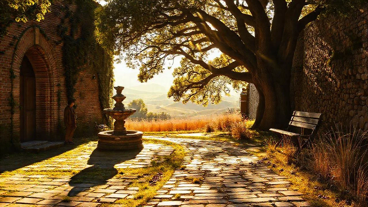 Paz rural, luz dorada y quietud