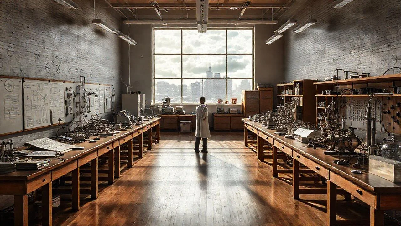 Laboratorio científico, ordenado y luminoso