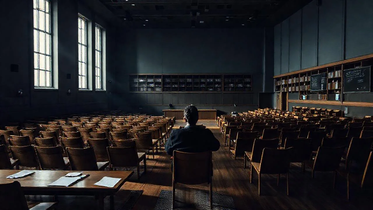 Un salón silencioso, concentrado en la quietud
