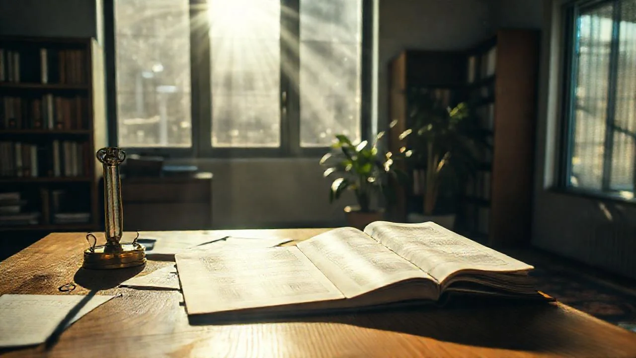 Luz ilumina un espacio de trabajo tranquilo
