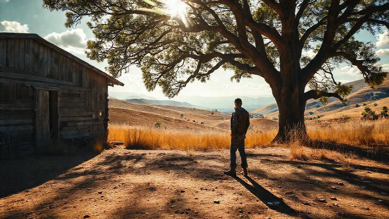Un paisaje rural, cálido y solitario