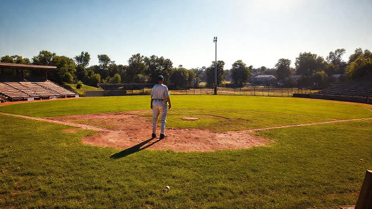 Un campo de béisbol tranquilo y soleado