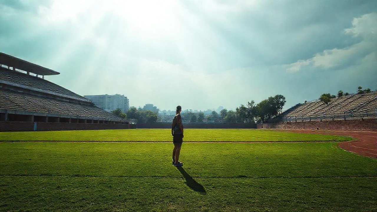 Estadio vacío, luz y quietud