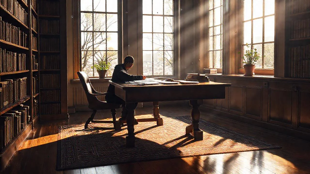 Un estudio silencioso, iluminado por la luz