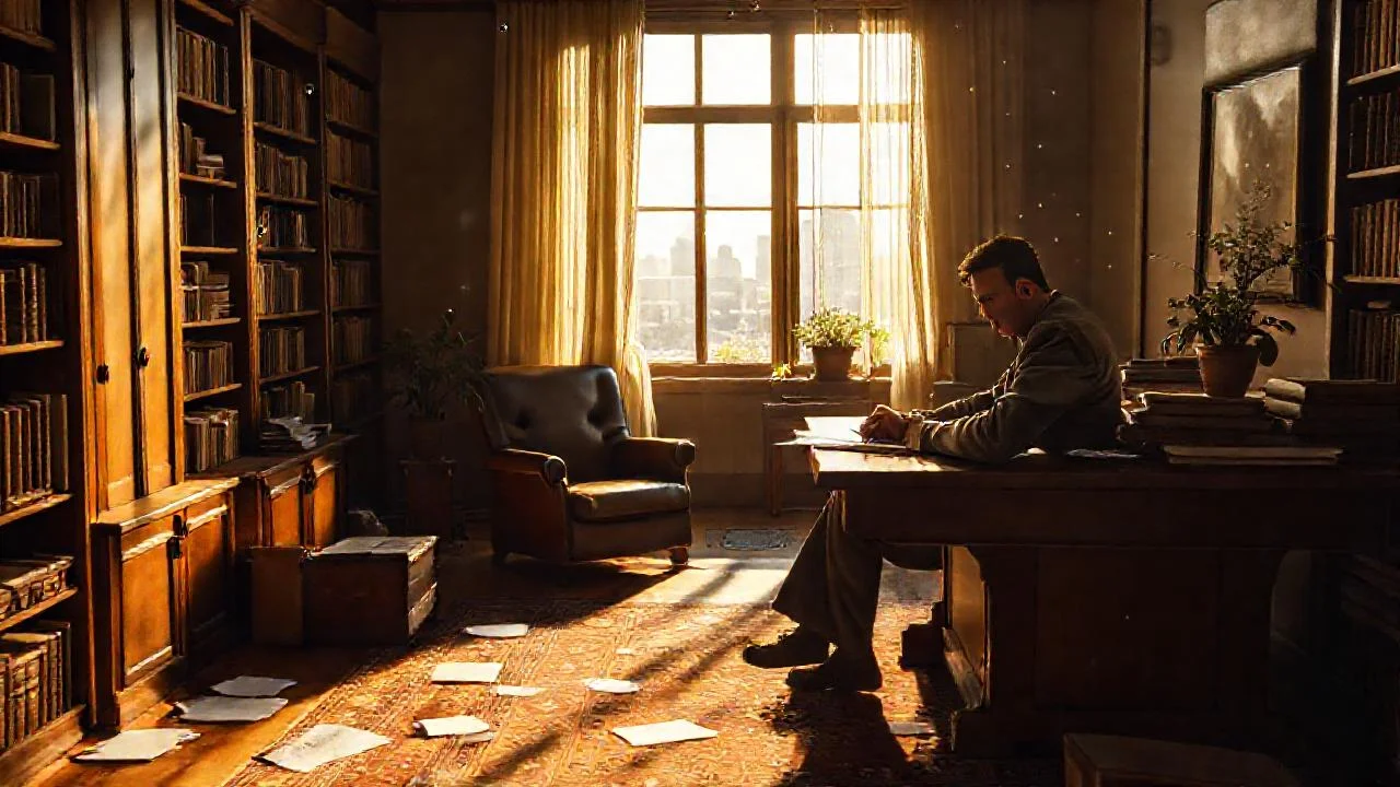 Un hombre reflexiona en su estudio