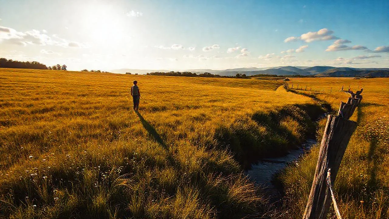 Campo dorado y tranquilo se extiende