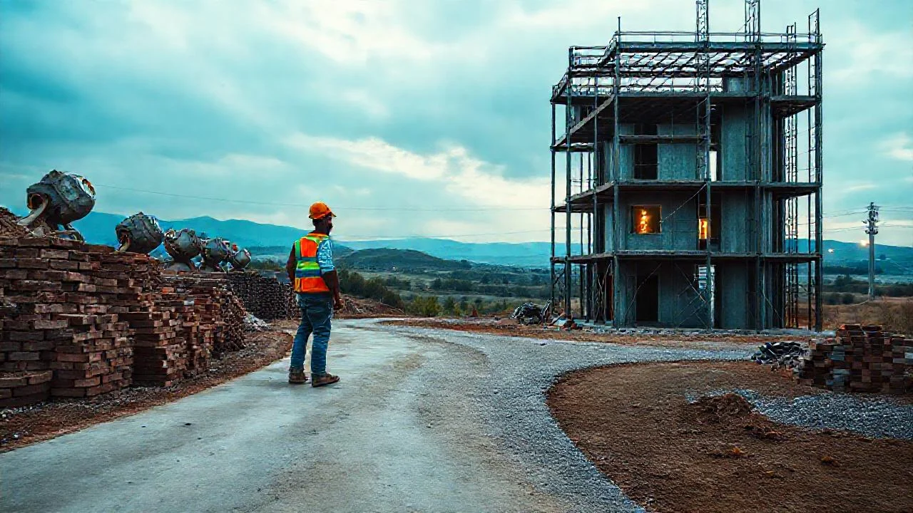 Construcción industrial, inmensa y silenciosa