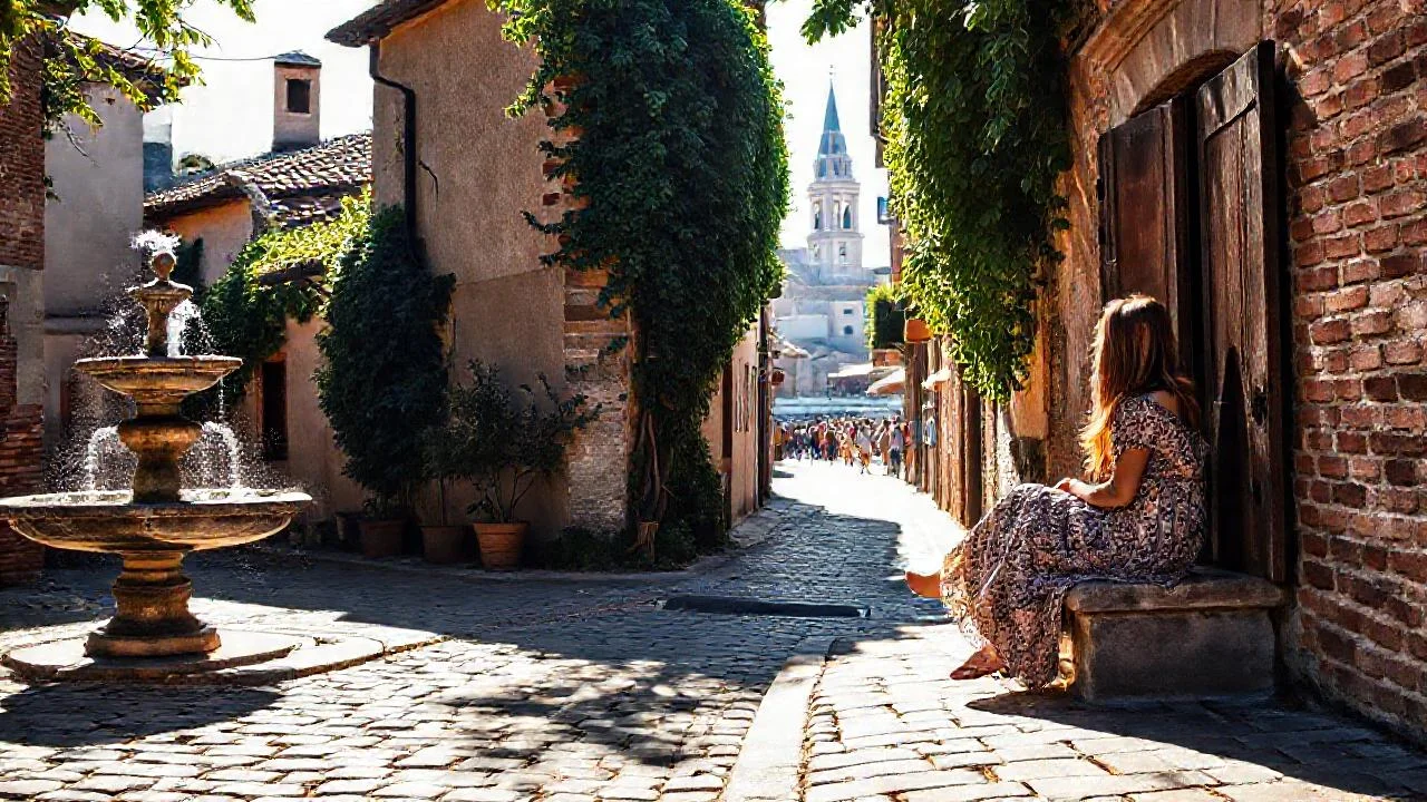 Calle antigua, luz, quietud y misterio