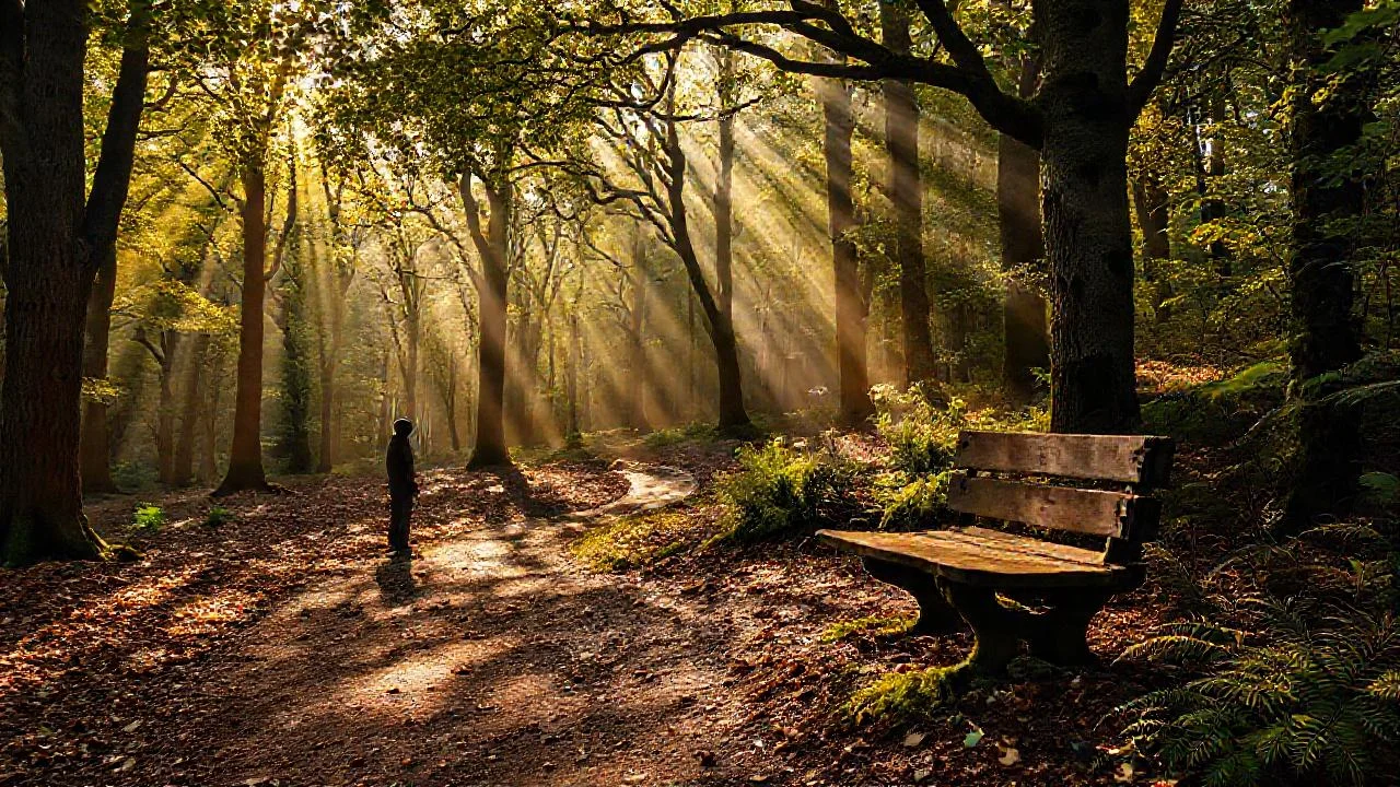 Bosque sereno, luz y soledad