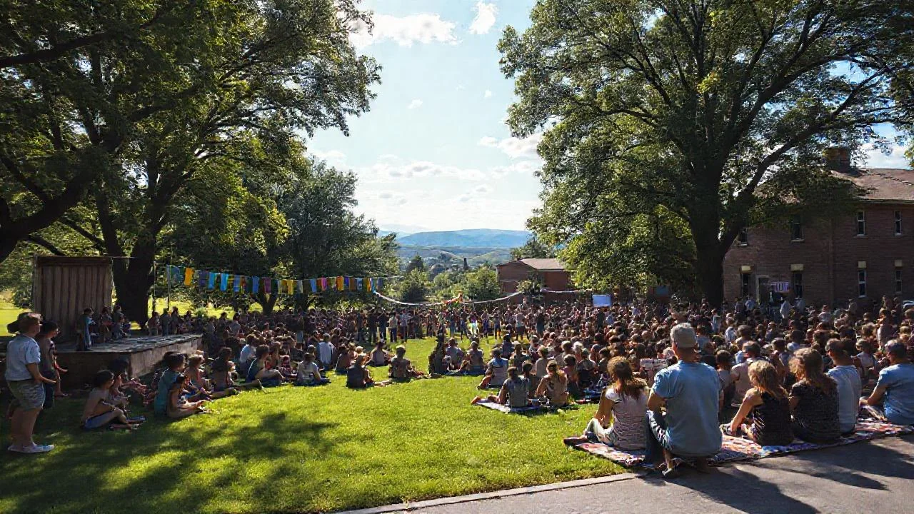Un parque comunitario vibrante y tranquilo