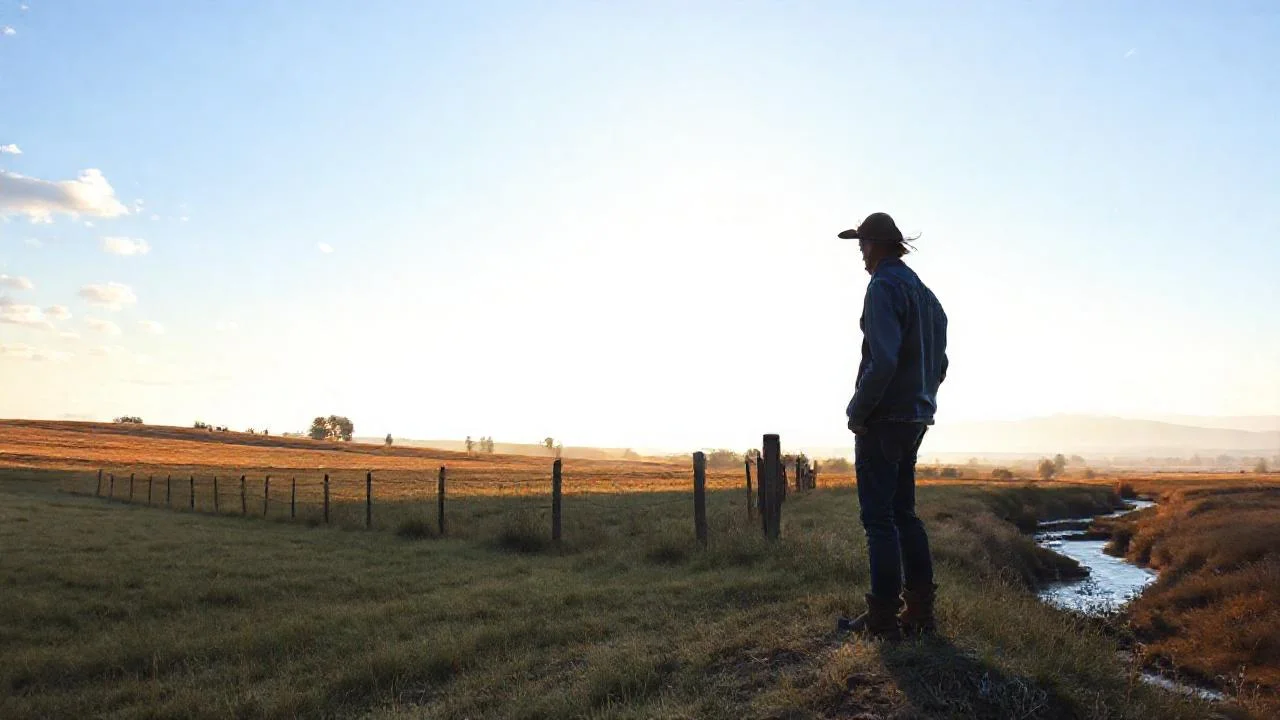 Silueta solitaria en campo sereno