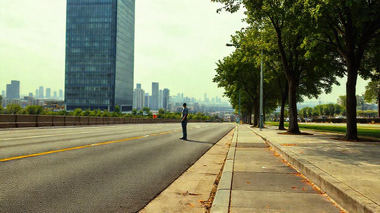 Ciudad moderna, tranquila y urbana