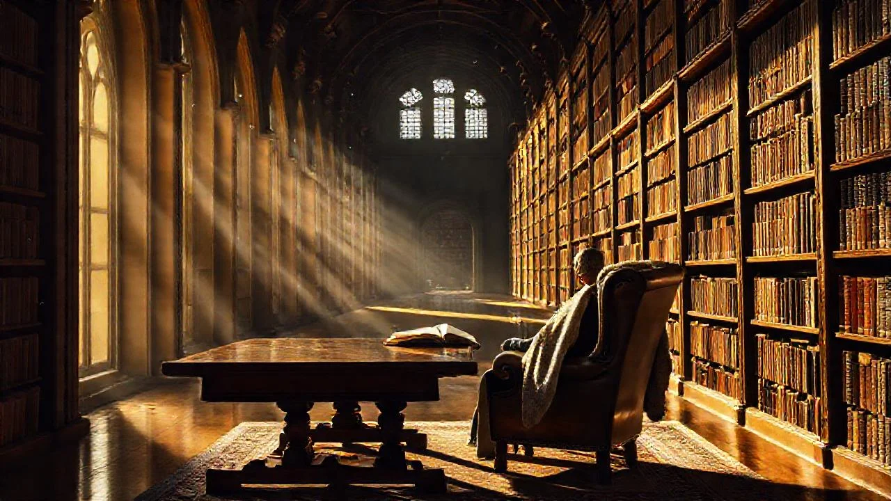 Biblioteca tranquila, luz y lectura