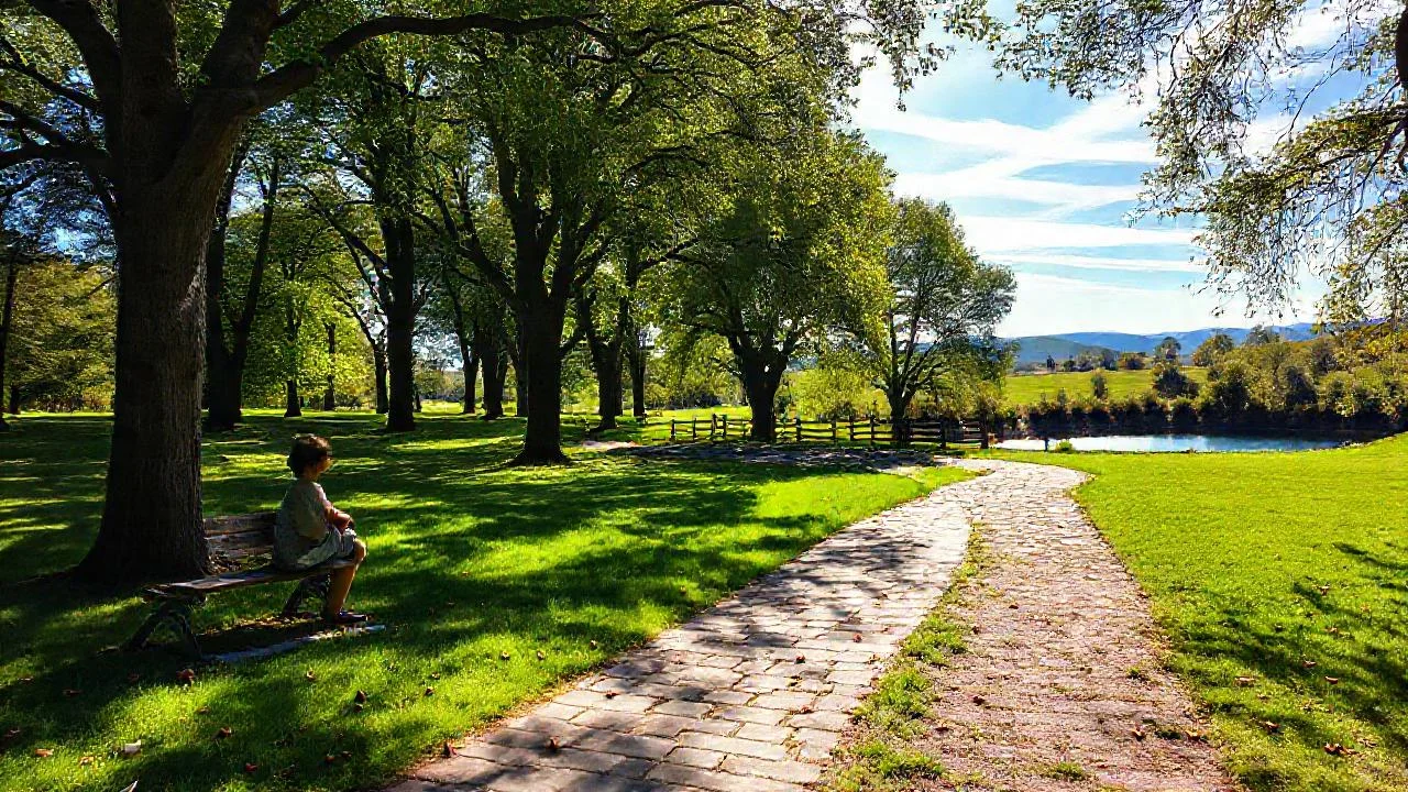 Parque sereno, luz y tranquilidad