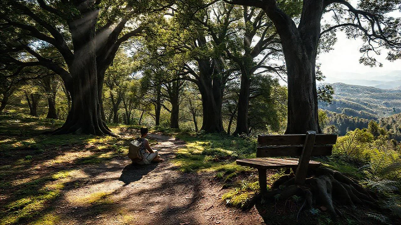 Bosque sereno y natural, silencioso al sol
