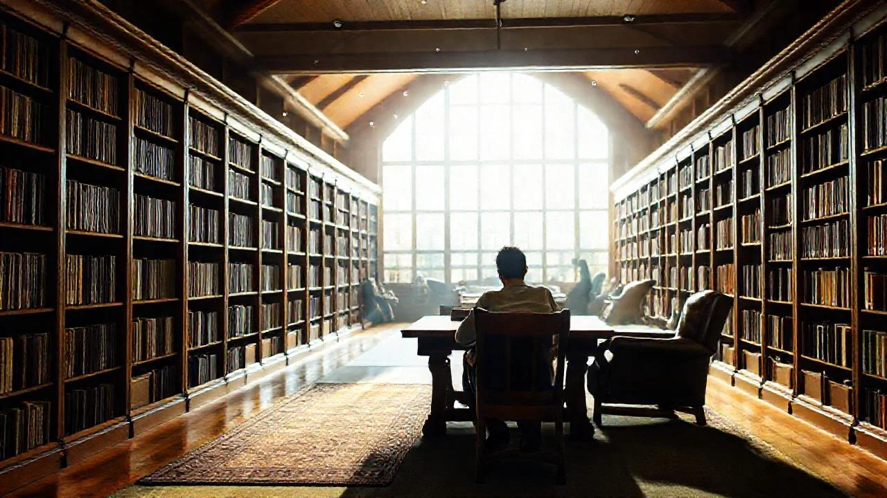 Biblioteca tranquila, luz y estudio