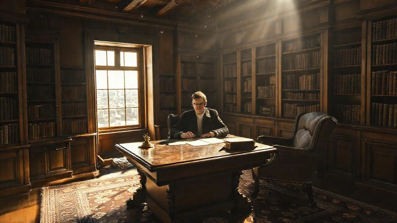 Un estudioso contempla documentos en quietud