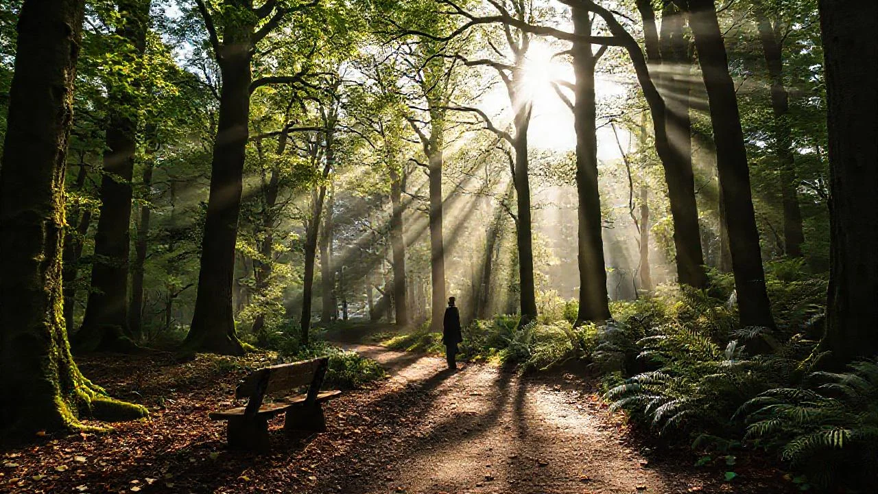 Bosque sereno, luz y soledad