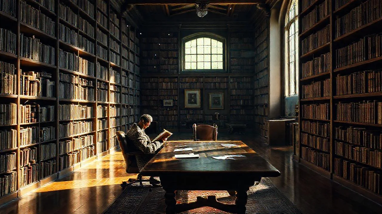 Una biblioteca tranquila y antigua